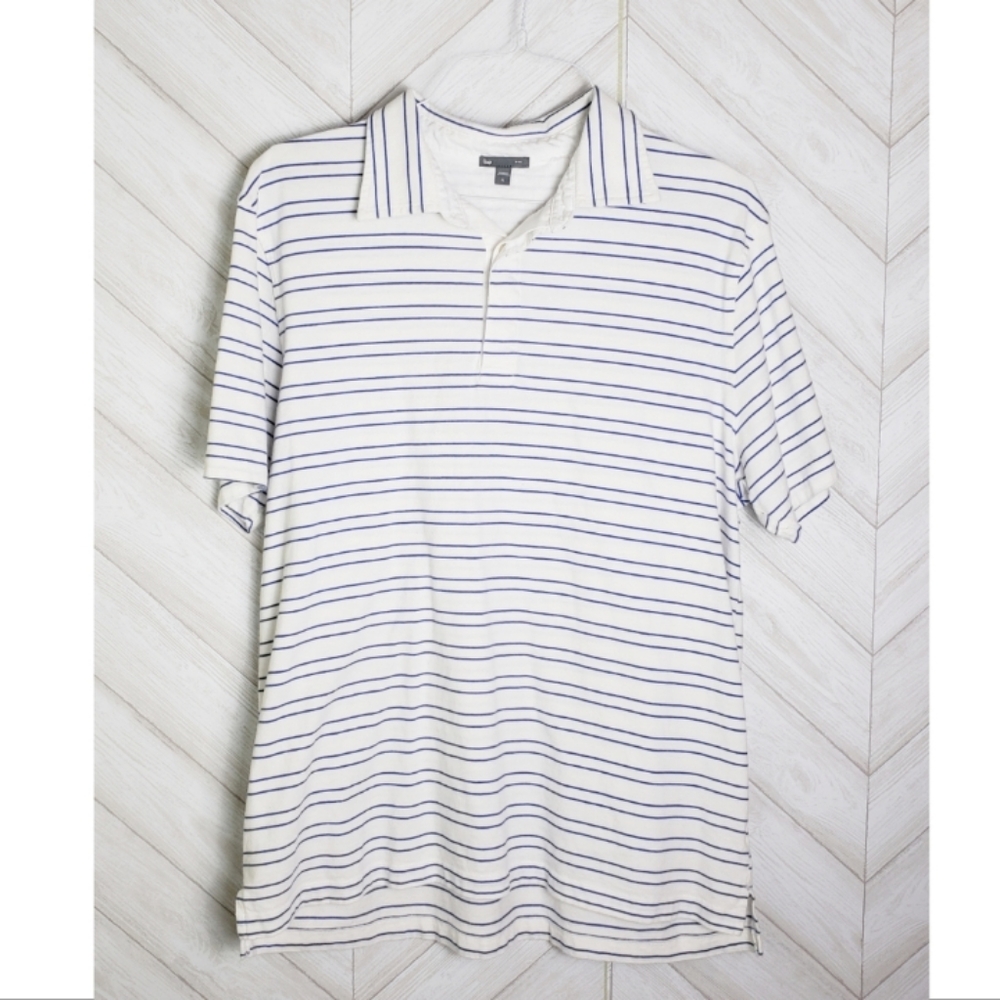 GAP striped polo cotton white blue XL